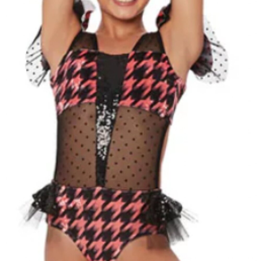 Reverence Houndstooth Crushed Velvet dance costume size child small